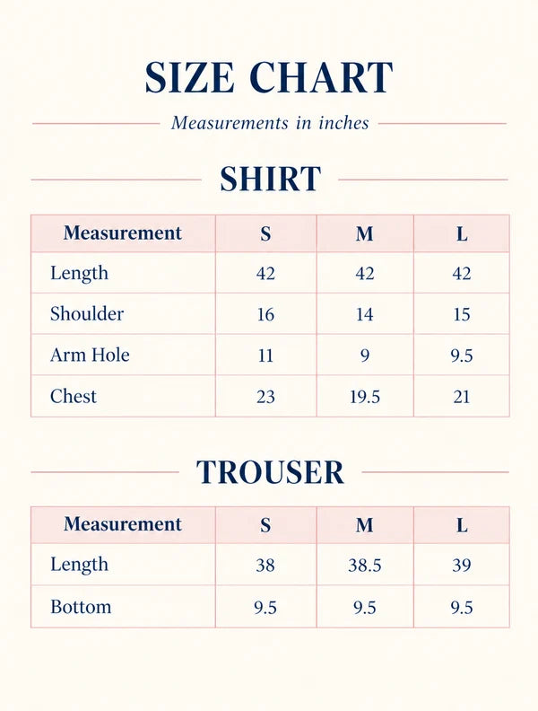 Zimal – Size Chart